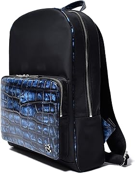 未使用 Bajolugo / クロコ型押しリュック 青×黒 バックパック 未使用 Bajolugo / クロコ型押しリュック 青×黒 バックパック